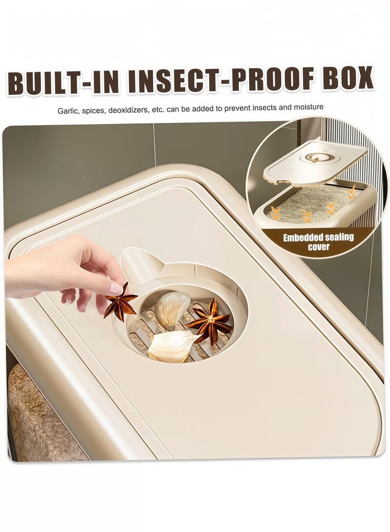 برميل الأرز، صندوق الأرز، حاوية تخزين الحبوب الكبيرة مع غطاء قياس أسطوانة تخزين الطعام، دلو توزيع الحبوب المنزلية للمطبخ، ذرة فول الصويا - Image 3